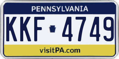 PA license plate KKF4749