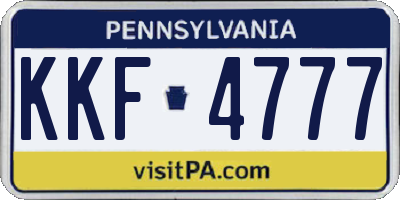 PA license plate KKF4777