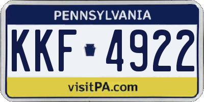 PA license plate KKF4922