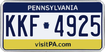 PA license plate KKF4925