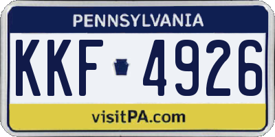 PA license plate KKF4926