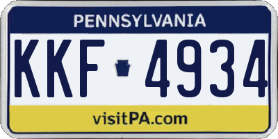 PA license plate KKF4934
