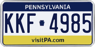 PA license plate KKF4985