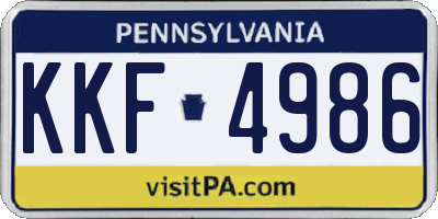 PA license plate KKF4986