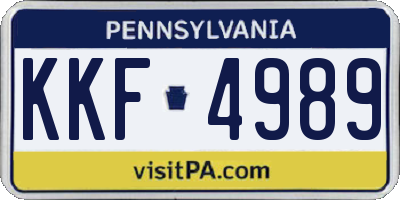 PA license plate KKF4989