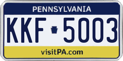 PA license plate KKF5003