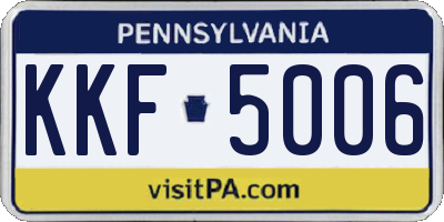 PA license plate KKF5006