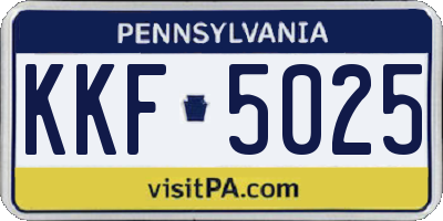 PA license plate KKF5025