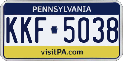 PA license plate KKF5038