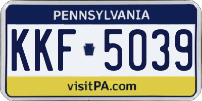 PA license plate KKF5039