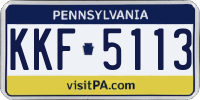 PA license plate KKF5113