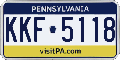 PA license plate KKF5118