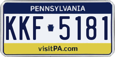 PA license plate KKF5181