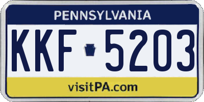 PA license plate KKF5203