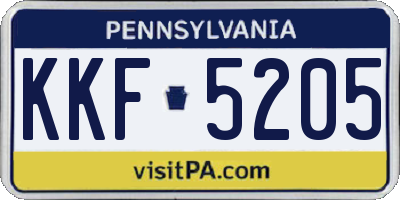 PA license plate KKF5205