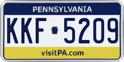 PA license plate KKF5209