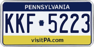 PA license plate KKF5223