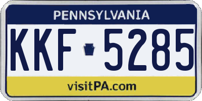 PA license plate KKF5285