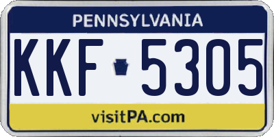 PA license plate KKF5305