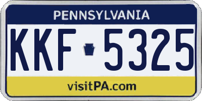 PA license plate KKF5325