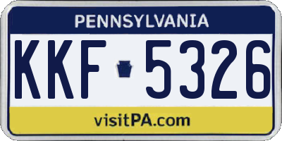 PA license plate KKF5326
