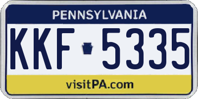 PA license plate KKF5335