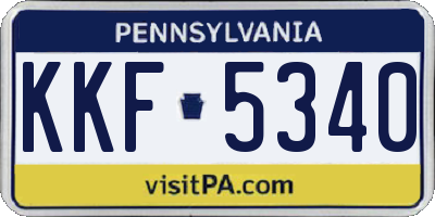 PA license plate KKF5340