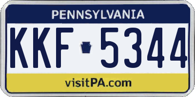 PA license plate KKF5344