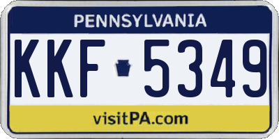 PA license plate KKF5349