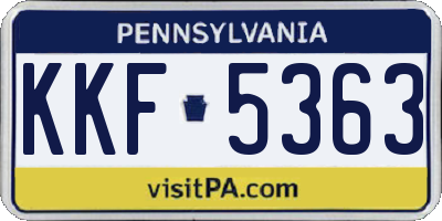 PA license plate KKF5363