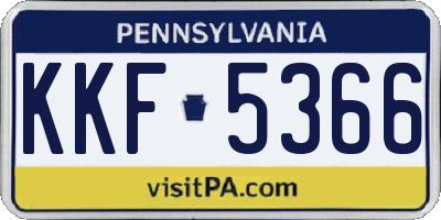 PA license plate KKF5366
