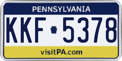 PA license plate KKF5378
