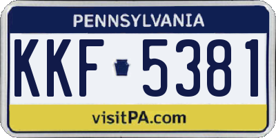 PA license plate KKF5381
