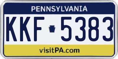 PA license plate KKF5383