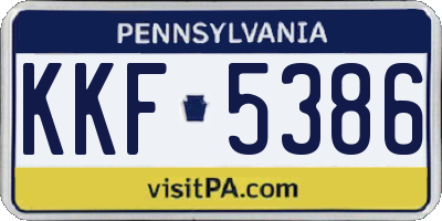 PA license plate KKF5386