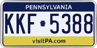 PA license plate KKF5388