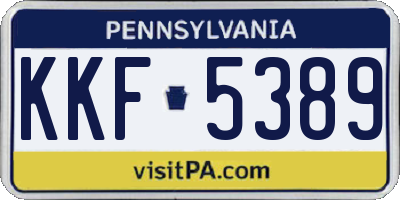 PA license plate KKF5389