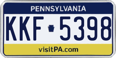 PA license plate KKF5398