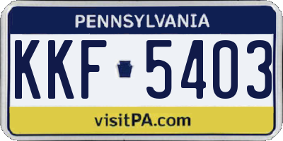 PA license plate KKF5403