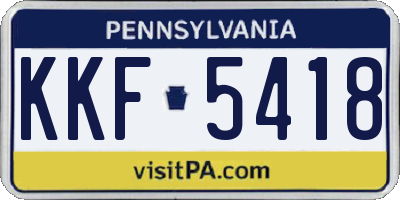 PA license plate KKF5418