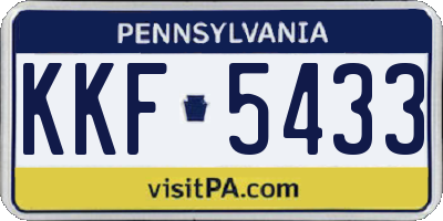 PA license plate KKF5433