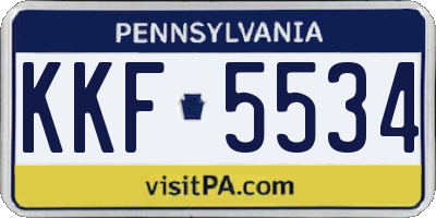 PA license plate KKF5534