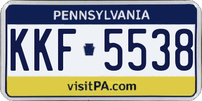 PA license plate KKF5538