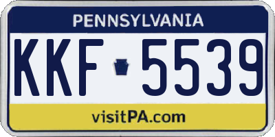 PA license plate KKF5539