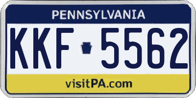PA license plate KKF5562