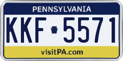 PA license plate KKF5571
