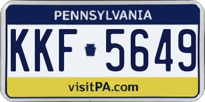 PA license plate KKF5649