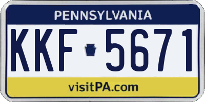 PA license plate KKF5671