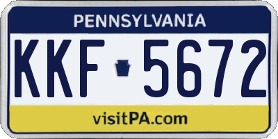 PA license plate KKF5672