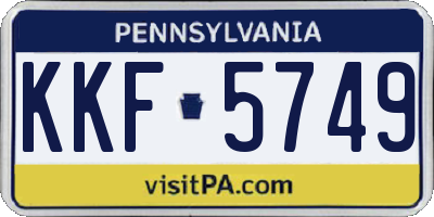 PA license plate KKF5749